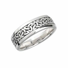 Solvar Sterling Silver Oxidised Celtic Knots Trinity Band Ring for Gents picture