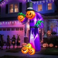 11 Ft Pumpkin Grim Reaper Lighted Halloween Inflatables Outdoor Yard Decorations picture