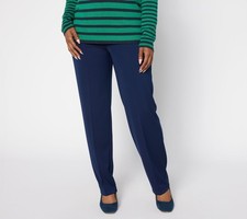 Susan Graver Women's Pants Sz M Milano Knit Straight Leg Pull-On Blue A710041 picture