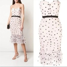 NEW NWT Marchesa Notte Strapless Sequin Polka Dot Tulle Dress SIZE 0 MSRP $695 picture