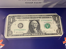 New (unopened) 2017 Lucky 7's Federal Reserve Note Numbers beginning with # 777 picture