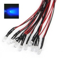 10x Blue LED Light Single Bulb Pre-Wired Light 5-12V 5mm Bright Round Top Clear picture