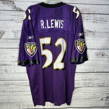 Vintage Reebok Baltimore Ravens Ray Lewis #52 Home Purple NFL Jersey Men’s XL picture