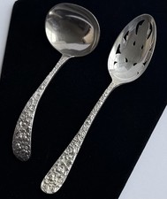 Stieff Sterling Silver Rose Gravy Ladle Slotted Pierced Serving Spoon 130 Grams picture