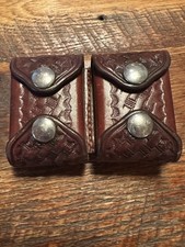 Vintage Don Hume Basketweave Double Leather & Snap Ammo Magazine Belt Pouch picture
