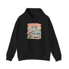 Mentally at the Beach Hoodie | Beach Scene, Vintage Surf Graphic picture