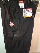 Wrangler Mens Fleece Lined Relaxed Fit Cargo Black Cotton Pants Size 36x34 NWT picture