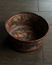 Maya / Ulúa-Region Polychrome Quadrupod Bowl with Figural and Zoomorphic Imagery picture