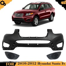 Front Bumper Cover Primed & Fog Lights Cover Kit For 2010-2012 Hyundai Santa Fe picture