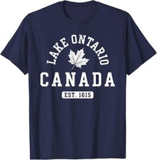 Lake Ontario Canada Vintage EST 1615 Canadian Pride Unisex T-Shirt picture
