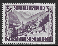 AUSTRIA SCOTT 514 MH VF - 1948 3s DARK VIOLET ISSUE picture