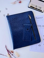 Premium Ostrich Embossed Leather A4 Conference Folder & Document Organizer. picture