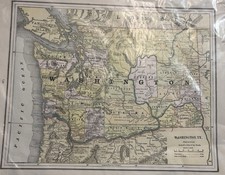 1885 WASHINGTON TERRITORY Map - Vintage picture