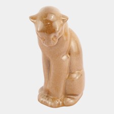 Frankoma 1940s Vintage Pottery Brown Ceramic Seated Puma Panther Figurine 114 picture