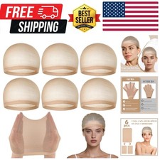 PLULON 6 Pcs Wig Cap for Women, Mesh Stocking Wig Caps Net Closed End Hair Mesh picture