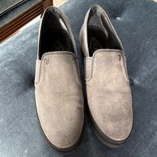 Tod's Men's Solid Gray Suede Slip-On Loafers Round Toe Logo US 10 picture