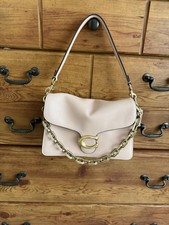 Coach Tabby Cream Leather Shoulder Bag Chain Strap Turn Lock Zip Gold Hardware picture