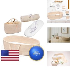 Baby Moses Basket Set of 4 Pieces Waterproof Pad Cover Caddy Diaper Organizer picture