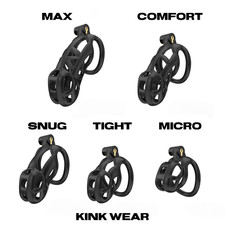 COBRA Chastity Cage Device | Premium Kit with 5 Rings & 2 keys | 5 sizes | Black picture