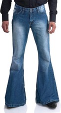 Men's Vintage Bell Bottom Jeans Disco Flared Pants 60s 70s Retro Outfits picture