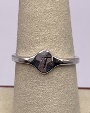 Retired JAMES AVERY PETIT SIGNET INITIAL T RING SIZE 8 Sterling Silver picture