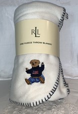 Ralph Lauren LRL Polo Bear Throw Blanket 50x70 Cream Fleece Polo Bear picture