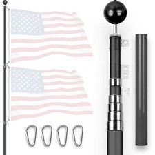 G128 20Ft Telescoping Aluminum Black Flagpole | Flag NOT Included picture