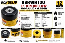 Enerpac RWH120  RCH120 Equivalent 12 Ton Hollow  Hydraulic Cylinder RokSolid Hyd picture