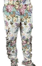 Vintage Guapi Floral Tapestry Mid Rise Frayed Edge Cargo Trouser Pants Size 32 picture
