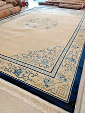 STUNNING HANDMADE WOOL CHINESE RUG CIRCA 1980: 12'X18' GC/FSBO picture