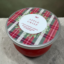 Vintage Pier 1 Apple Crisp 14 oz 3 Wick Candle Plaid Lid Holiday NEW picture