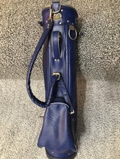 Vintage Walter Hagen Jet Bag Faux Leather 3 Divider Dark Blue Clean Zippers Good picture