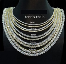 2-6.5mm Iced Cubic Zirconia Tennis Chain 925 Sterling Silver Bracelet Necklace picture
