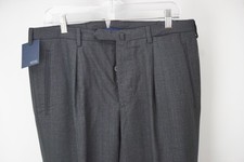 Incotex Gray Woven Blue Striped Back Buckle Wool Dress Pants Sz 50 NEW picture