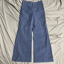 Vintage 60s Women’s Blue Wide Leg Flare Slacks Pants Trousers Sz 27x29 USA Made picture