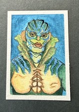 Original ACEO/100 HORROR ACEO in 100 DAYS/ beks_and_lo/#92 SHAPE OF WATER picture