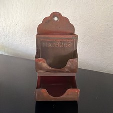 Vintage Tin Rusty Crusty Match Holder Box Primitive Farmhouse Wall Hang Décor picture