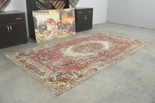6x10 Turkish Antique Large Wool Rug Hand-Knotted Neutral Vintage Oushak Rug,223 picture