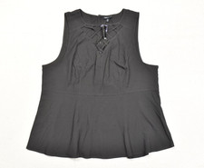 Torrid Plus Size 2 2X 18-20 Black Sleeveless Caged Cutout Peplum Top Blouse NWT picture