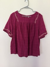 Ava & Viv Women’s Plus 1X Pink Solid Square Neck Short Sleeve Woven Blouse picture