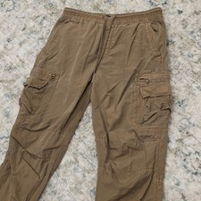 Aeropostale Mens Active Utility Cargo Pants Brown Elastic Waist Joggers Large picture
