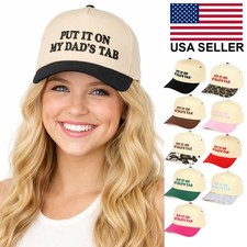C.C PUT IT ON MY DAD'S TAB Letter Embroidered Snapback Trucker Baseball Cap picture
