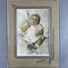 Vintage Tinted Baby Girl Portrait Photo Pink Angelus Studio L.A. Calif Art Deco picture