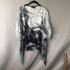 Dilemma New York Tunic Top Womens One Size Horse Art Sheer Dolman Oversized picture