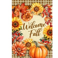 Briarwood Lane Welcome Fall Flowers Double-Sided House Flag 28x40 picture