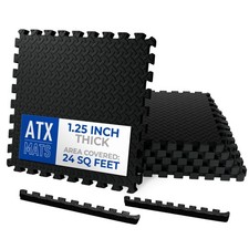 ATX MATS ATX2x2x1.25Blk EVA Interlocking Foam Floor Tiles 24x24 Black 6 Tiles picture