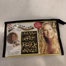 LOT OF 17 Vintage 2001 Wrap Snap & Go Cheetah Print Hair Rollers case & manual picture