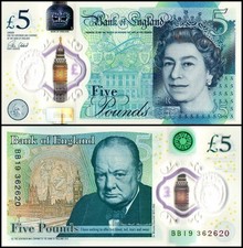 Great Britain 5 Pounds, 2015, P-394, UNC, Polymer picture