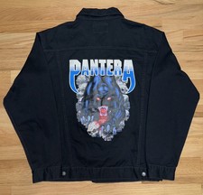 Pantera Vintage 2003 Dragonfly Black Denim Jean Jacket Mens XL,Biker Truck Coat  picture