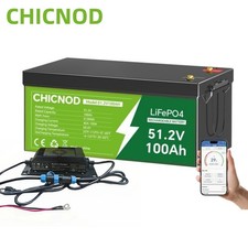 Bluetooth 48V 100Ah Lithium LiFePO4 Battery BMS+ 58.4V 20A Charger for Golf Cart picture
